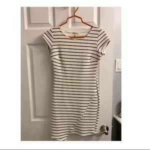 Tight black and white striped dress